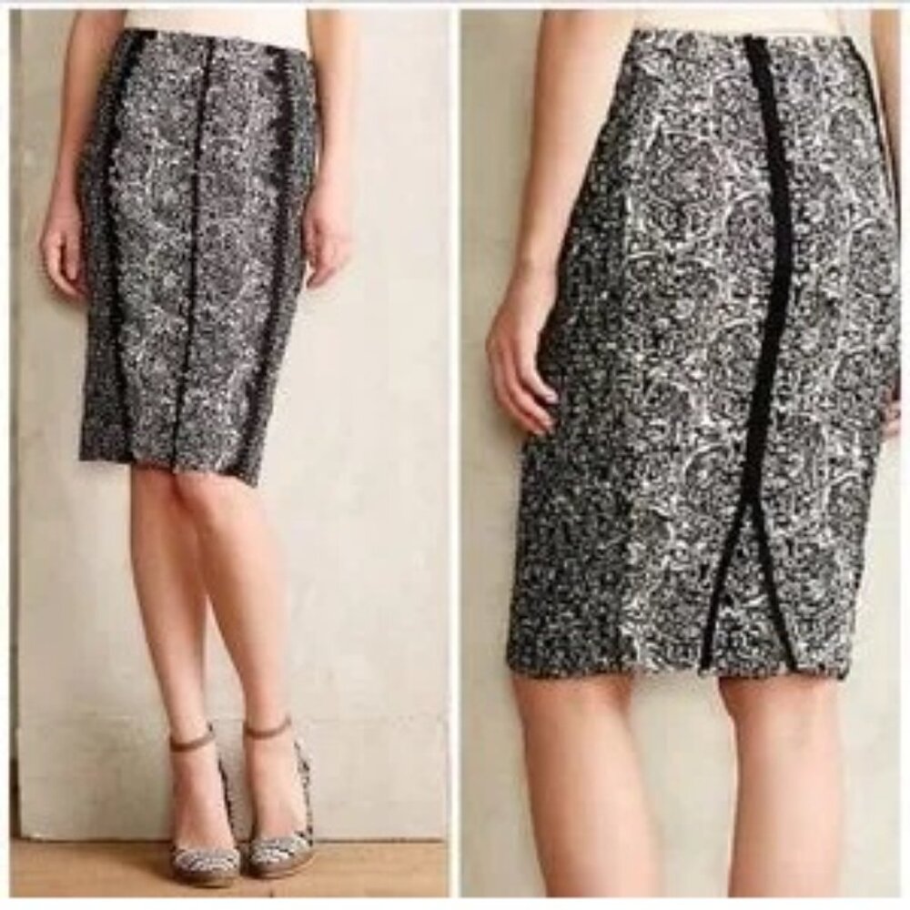 { Anthropologie } Beguile by Byron Lars “Sombra” Laser Cut Pencil Skirt, size 2